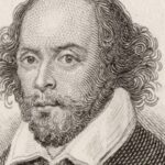 A black and white portrait of William Shakespeare with a serious expression, suitable for articles about Shakespeare quotes