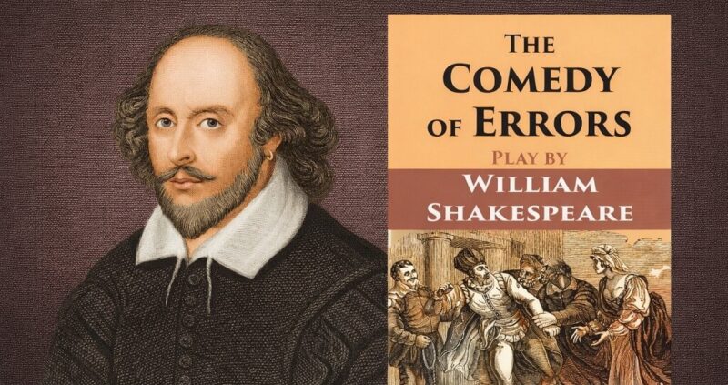 Book cover of a Shakespearean comedy featuring an illustrated scene of mistaken identity and confusion